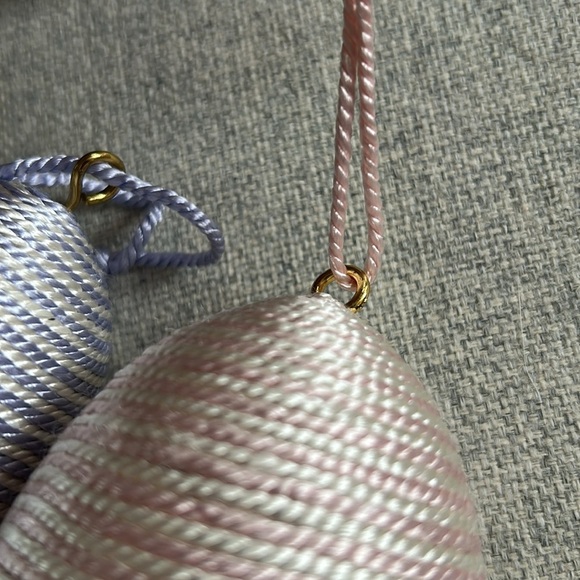 Cottagecore Pasel Rope Wrapped Easter Egg Ornaments Made in India - Picture 6 of 8